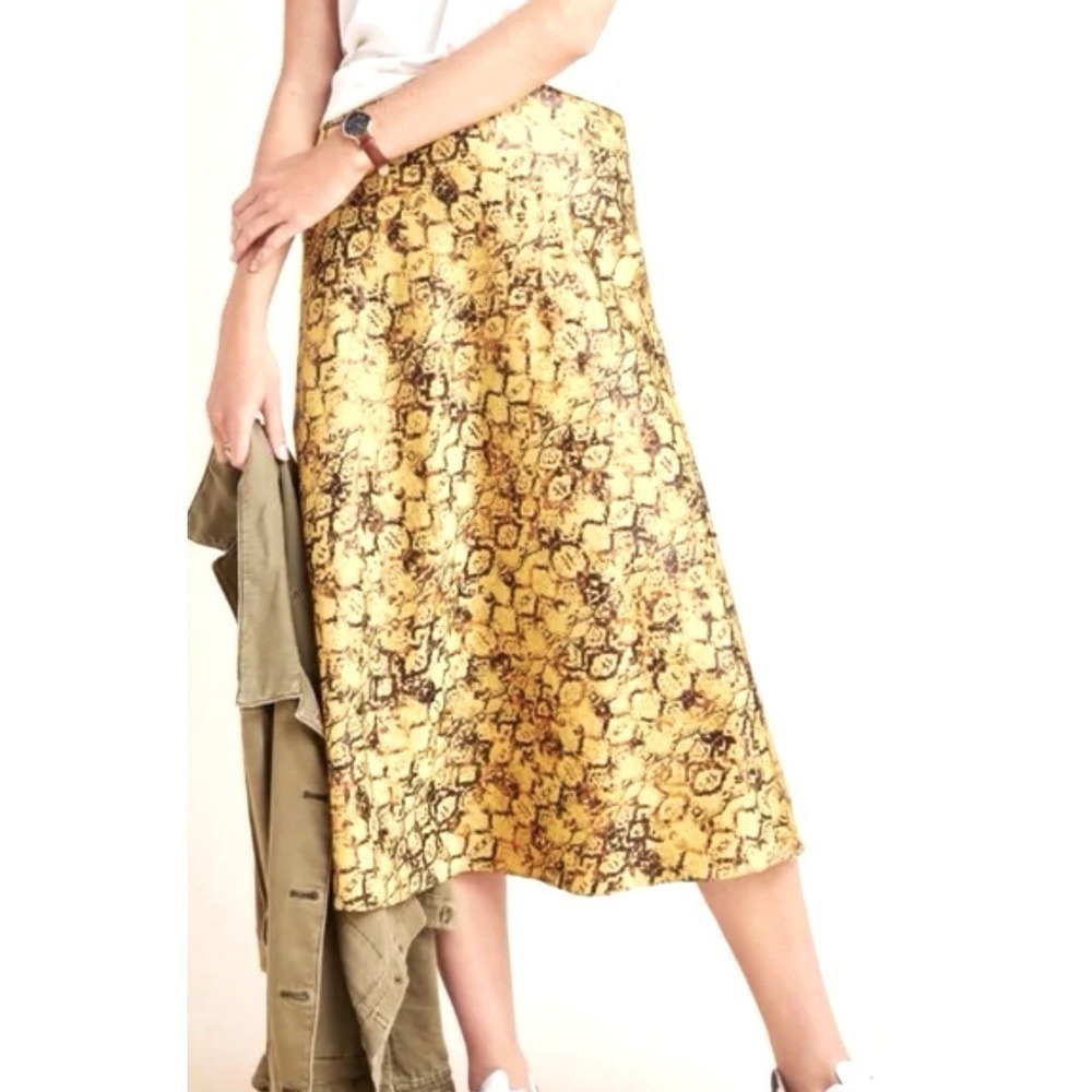 Anthropologie Current Air Harmony Metallic Snake Print Midi Skirt Size Medium - Picture 3 of 8
